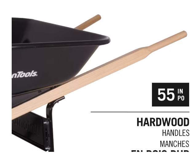 5 Cu ft Seamless Steel Tray Homeowner Grade Wheelbarrow, Pouring Lip, Hardwood Handle
