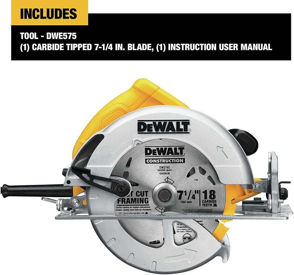 DEWALT 7-1/4-Inch Circular Saw, Lightweight, Corded (DWE575)