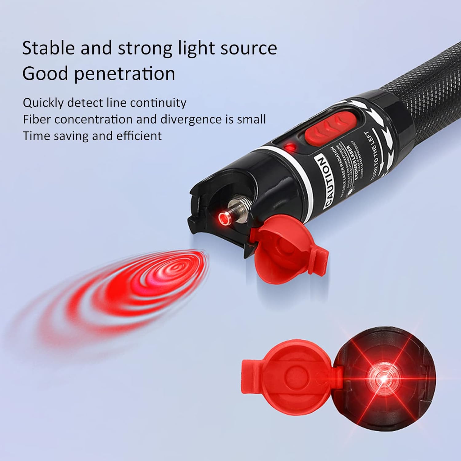 Visual Fault Locator 50MW 50KM, VFL Tester Kit VFL Fiber Optic Cable Tester Meter, VFL Fiber Optic Light Source Tester, Non Contact Universal Fiber Visual Fault Locator Aluminum Alloy Fiber
