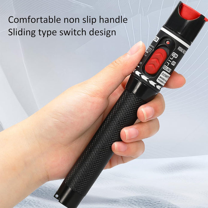 Visual Fault Locator 50MW 50KM, VFL Tester Kit VFL Fiber Optic Cable Tester Meter, VFL Fiber Optic Light Source Tester, Non Contact Universal Fiber Visual Fault Locator Aluminum Alloy Fiber