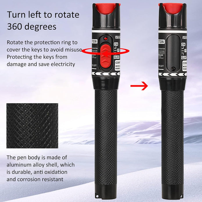 Visual Fault Locator 50MW 50KM, VFL Tester Kit VFL Fiber Optic Cable Tester Meter, VFL Fiber Optic Light Source Tester, Non Contact Universal Fiber Visual Fault Locator Aluminum Alloy Fiber