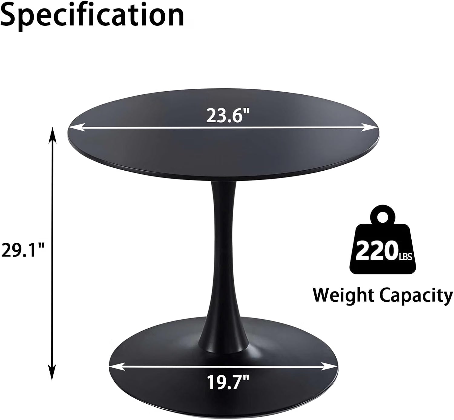 NEW/OPEN BOX Howhio Black Round Dining Table, 24 Inches Tulip Round Kitchen Table