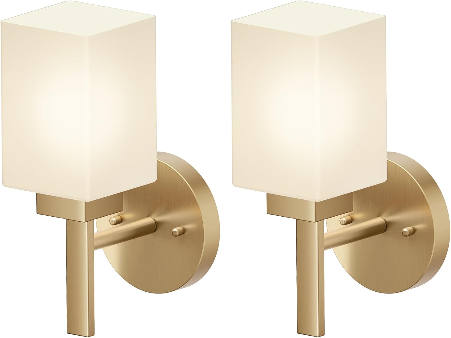 NEW/OPEN BOX AONEON Vanity Lighting Fixtures with White Frosted Glass Shade, Brushed Gold Wall Lamps