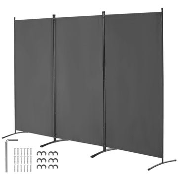 VEVOR Room Divider 3 Panels Fabric Room Privacy Screen for Office Bedroom-GREY