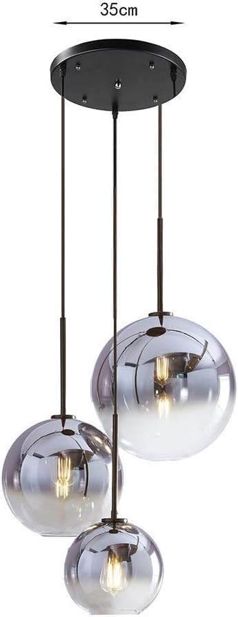 NEW/OPEN BOX H XD Global Set 3-Light Globe Gradient Silver Glass Pendant Light