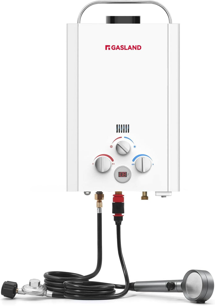 NEW /OPEN BOX GASLAND BE158 Tankless Water Heater Propane Shower for Camping