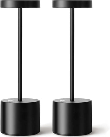Cordless Table Lamps Rechargeable 2 Pack, 5000mAh Battery Operated LED Touch Lamps -Black /Gold