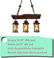 NEW Farmhouse Chandelier - Rustic Wood Beam Pendant Light with Vintage Lantern Design, 3-Light
