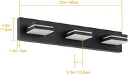 NEW SineRise LED Modern Bathroom Vanity Light Fixtures (3-Light, 24-Inch)- 9553E-3T,Matte Black Modern Cool White