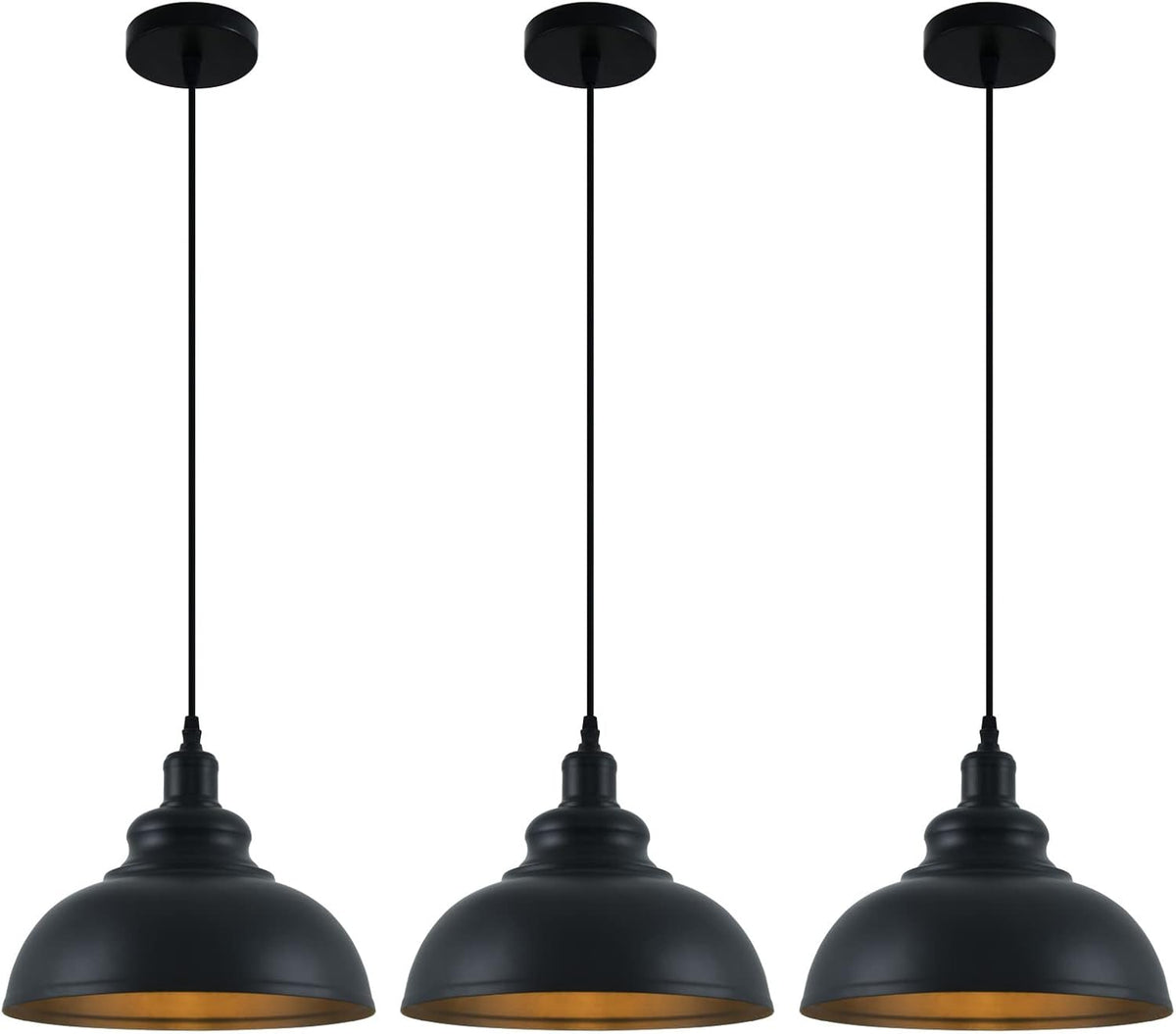 NEW/OPEN BOX Black Pendant Light, 11inch , 3 Pack Kitchen Island Pendant Lighting