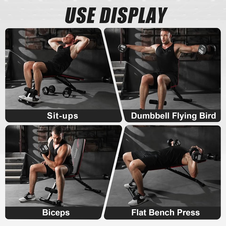 Yagud Weight Bench, Adjustable Workout Benches for Home Gym Dumbbell Exercise