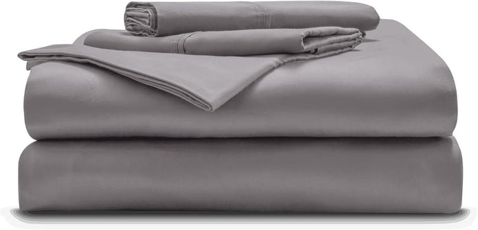 Miracle Luxe Soft Cotton Bed Sheet Set, 4-Piece Silver-Infused Cooling Fabric - Queen Size, Stone