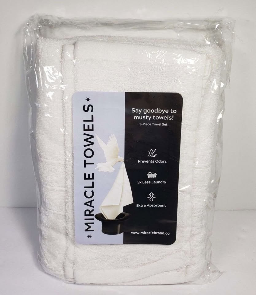 Miracle Towels 3-Piece White Bath Set Anti-Bacterial with Silver Technology!