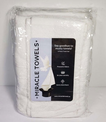 Miracle Towels 3-Piece White Bath Set Anti-Bacterial with Silver Technology!