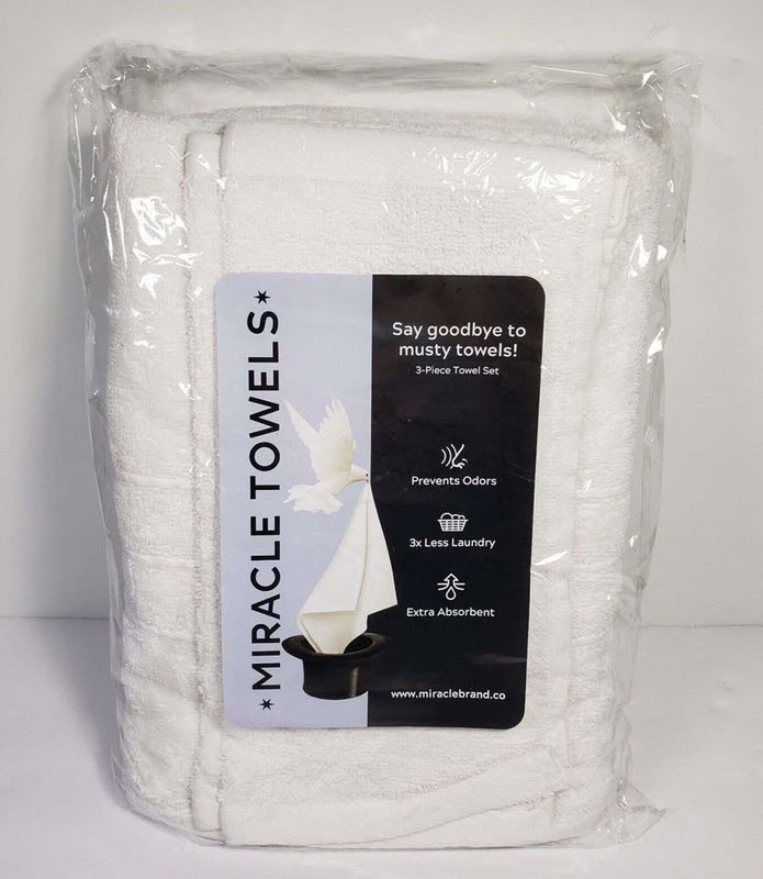 Miracle Towels 3-Piece White Bath Set Anti-Bacterial with Silver Technology!