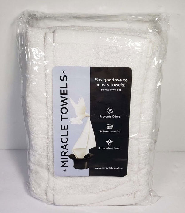 Miracle Towels 3-Piece White Bath Set Anti-Bacterial with Silver Technology!