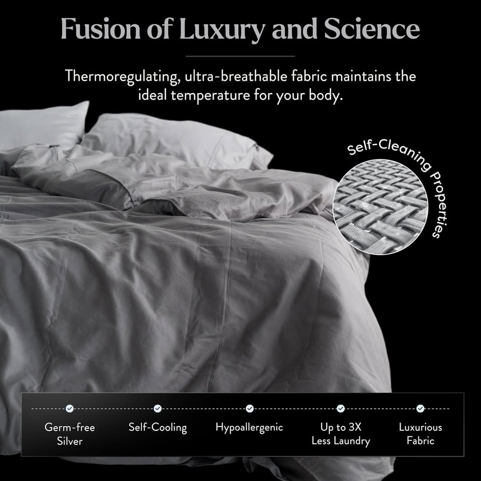Miracle Made Cotton Bed Sheets - Stone, King - 4 Piece Silver 300-Thread-Count Cool Sheet Set