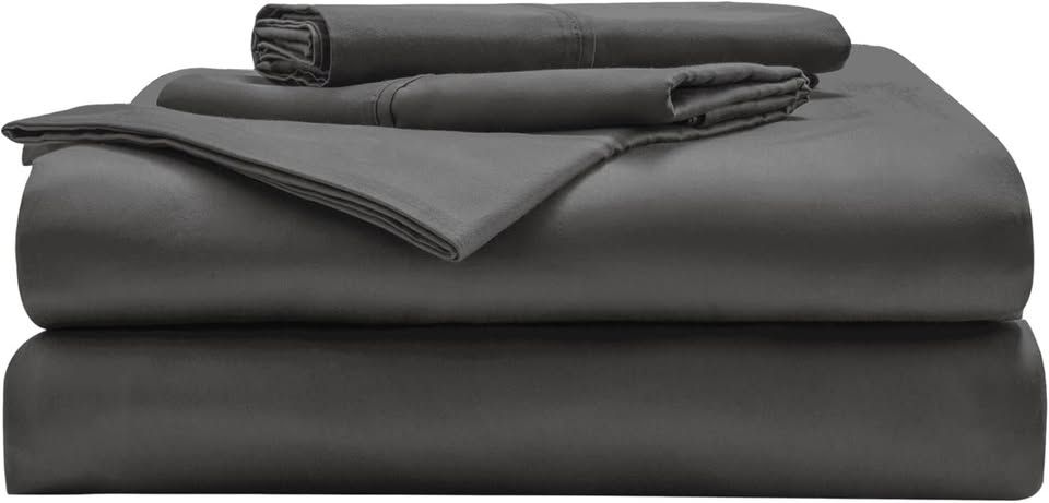 Miracle Made Cotton Bed Sheets - Stone, King - 4 Piece Silver 300-Thread-Count Cool Sheet Set