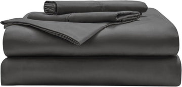 Miracle Made Cotton Bed Sheets - Stone, King - 4 Piece Silver 300-Thread-Count Cool Sheet Set