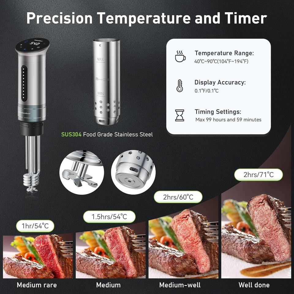 KitchenBoss WiFi Sous Vide Cooker G310 1100 Watts Thermal Immersion Cooking Machine (Silver)