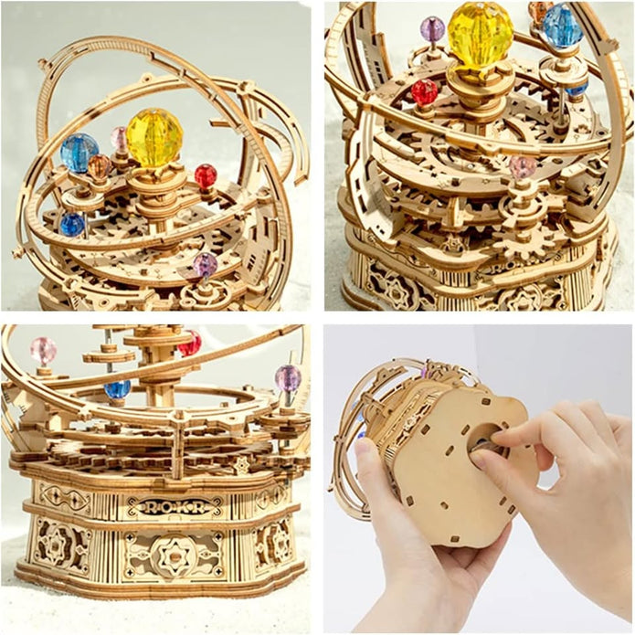 ROKR 3D Wooden Puzzle Orrery Music Box Mechanical DIY Solar System Kit AMK51