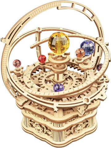 ROKR 3D Wooden Puzzle Orrery Music Box Mechanical DIY Solar System Kit ,AMK51