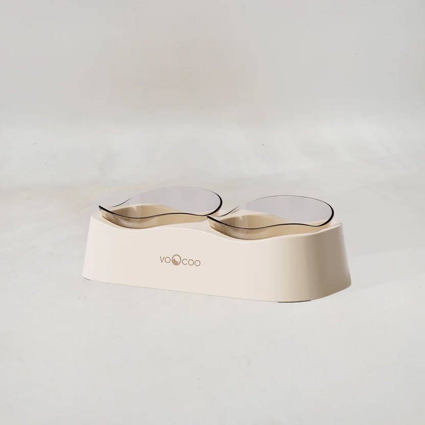 VOOCOO Wave Elevated Pet Food and Water Bowl Duo