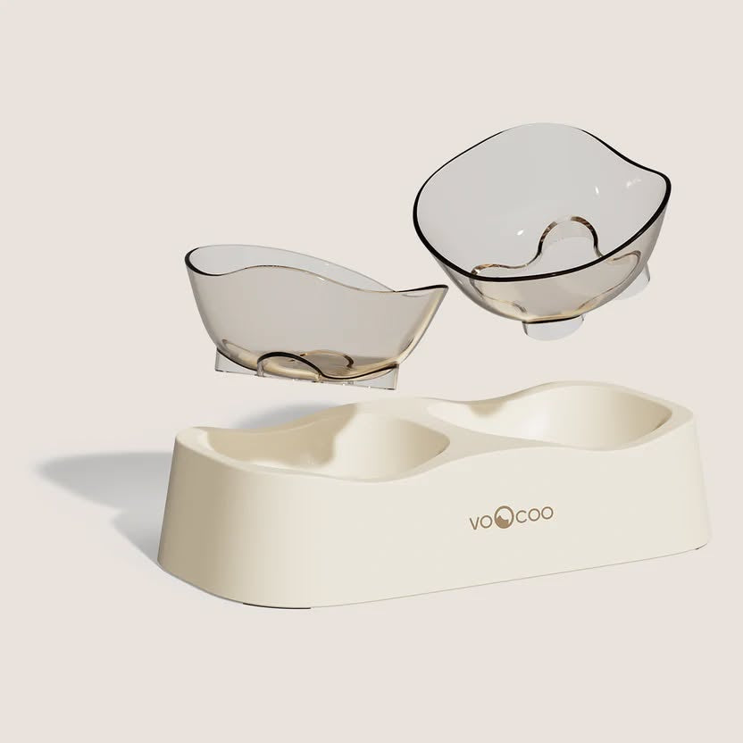 VOOCOO Wave Elevated Pet Food and Water Bowl Duo