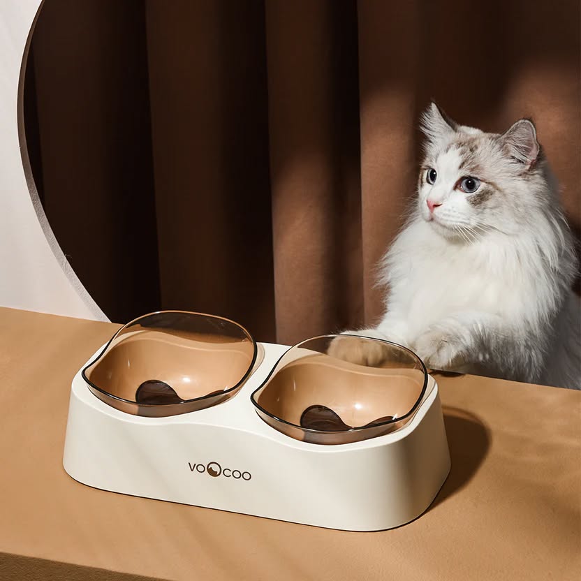 VOOCOO Wave Elevated Pet Food and Water Bowl Duo