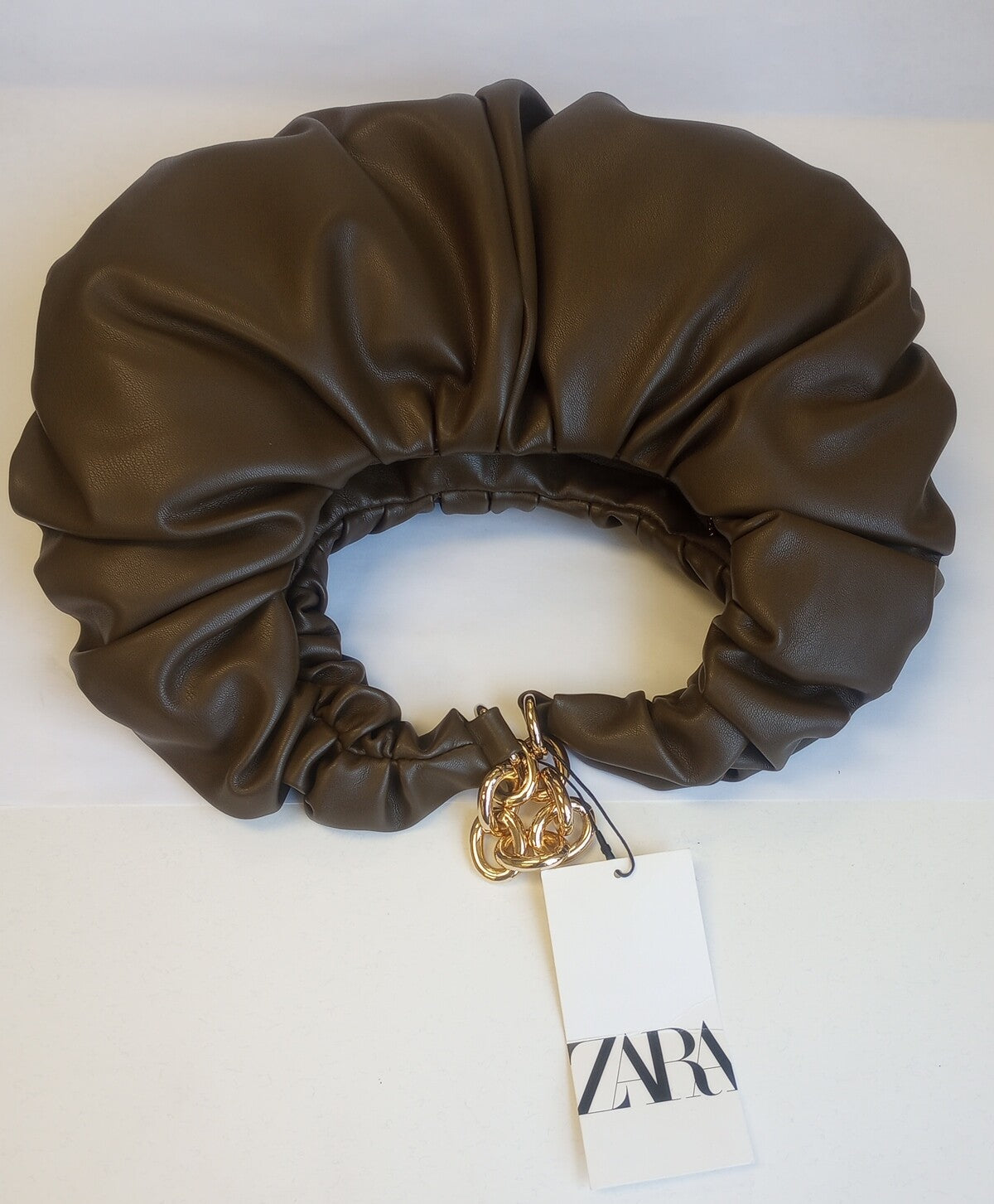 ZARA Half Moon Limited Edition Leather Shoulder Purse With Gold Chain /N3/122