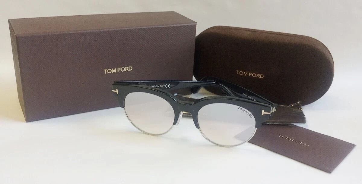 Tom Ford TF0598 Henri-02 Sunglasses Shiny Black w/Violet Mirror ITALY CH71