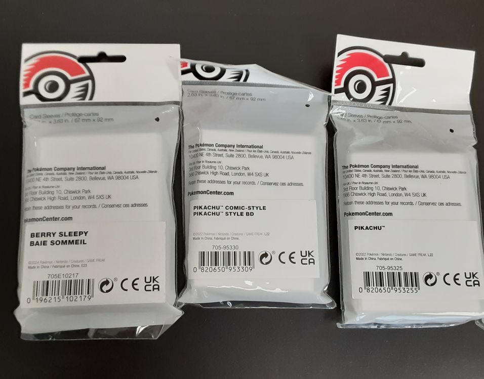 Pokemon TCG Accessories LOT of 3 pack Assorted Card sleeves RG17/224