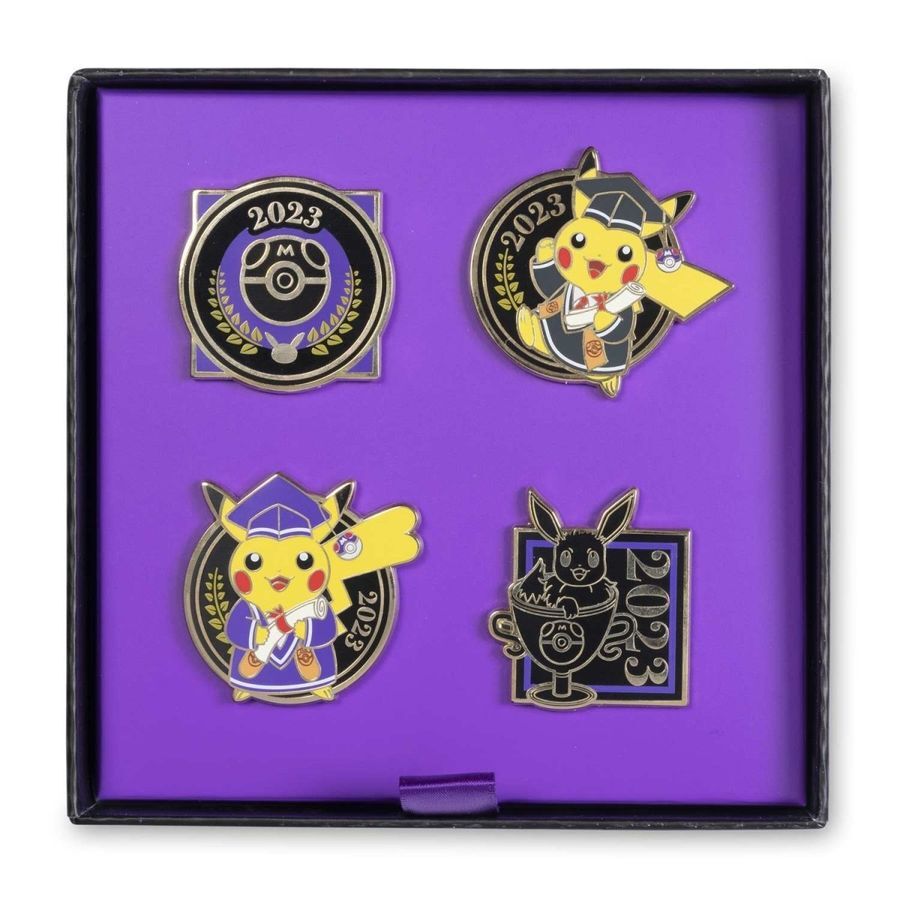 Pokemon Center Graduation Pikachu 2023 Pokémon Pin Box Set (4-Pack)RA18/222