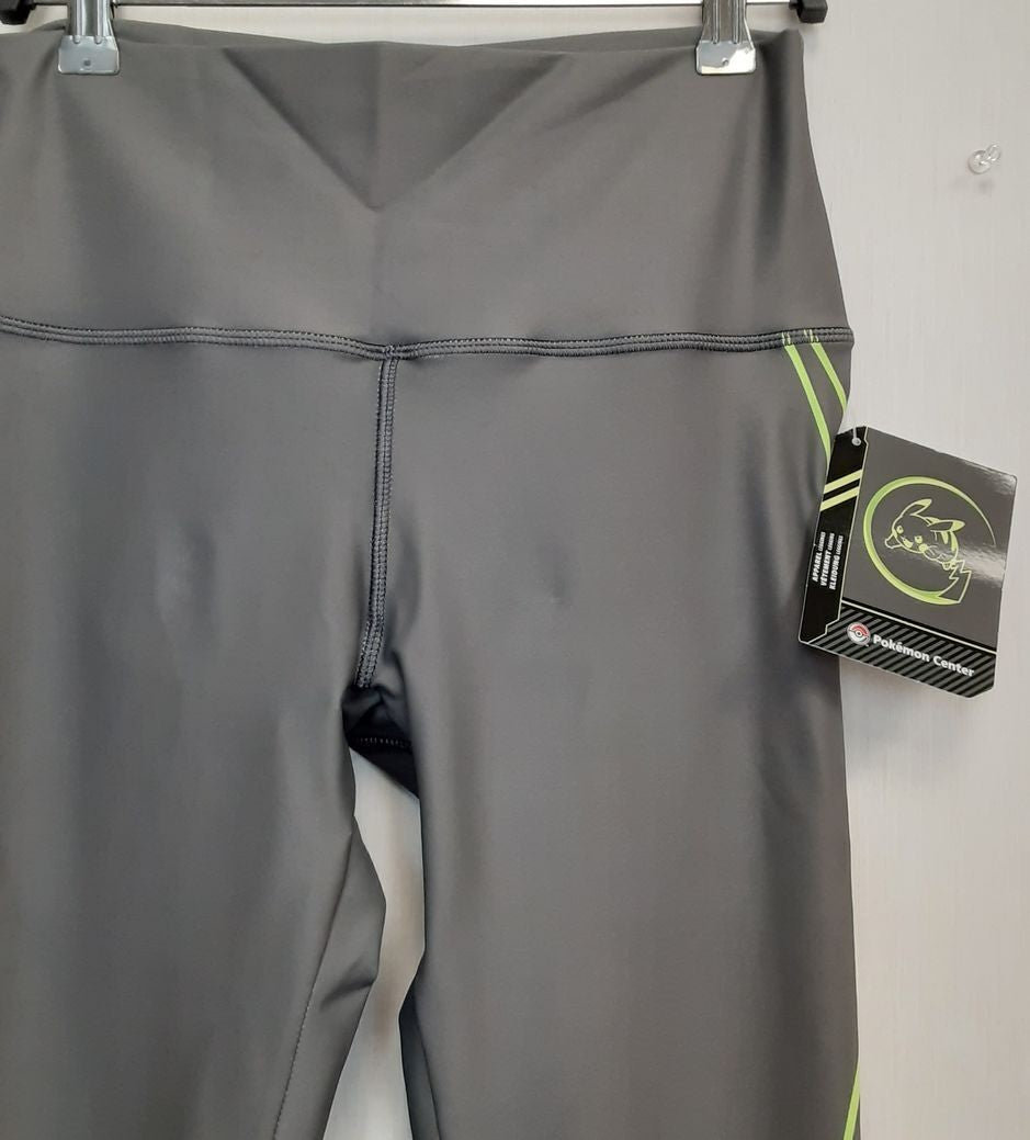 New Pokemon center Active Pikachu Gray & Green Leggings Adult M BB82