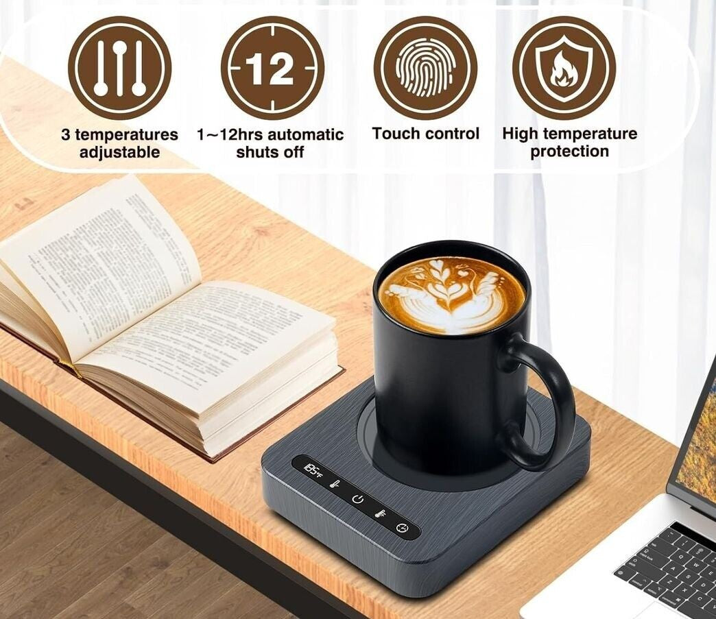 Newcity Coffee Mug warmer for Desk with Auto Shut Off Black Wood Grain RA63