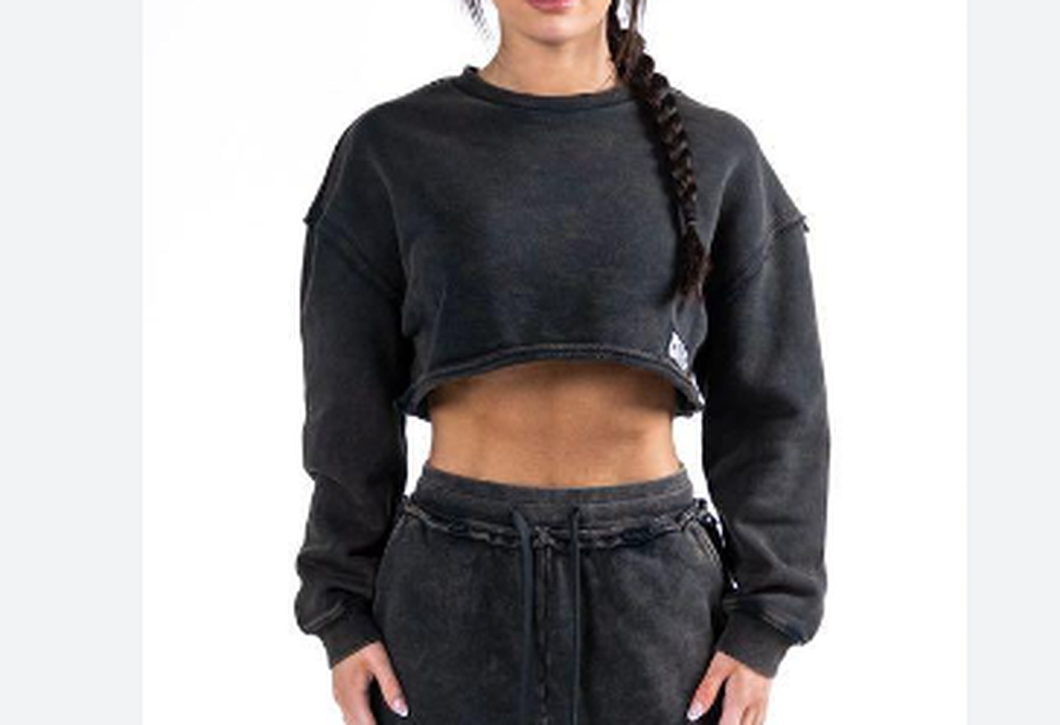 NEW Alphalete Women's Terry Oversize Crop Pullover Onyx (260778) Size M DA8a/20