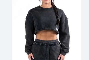 NEW Alphalete Women's Terry Oversize Crop Pullover Onyx (260778) Size M DA8a/20