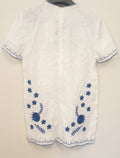 BNWT Zara White / Blue EMBROIDERED Mini LINEN  Dress  size - S  /CH15/123