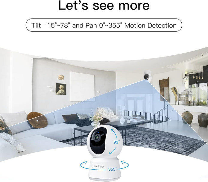 LAXIHUB 360° View 2K Pet Camera Indoor Security Camera P2T Baby Monitor Pan/Tilt4