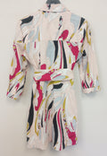 BNWT Zara Multicolor MIDI BELTED PRINT Shirt Dress size - S  /CH24/123