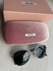 Authentic Miu Miu SMU 61U 1BC-1A1 Silver / Grey Pilot Metal 57-14-140 mm Italy1