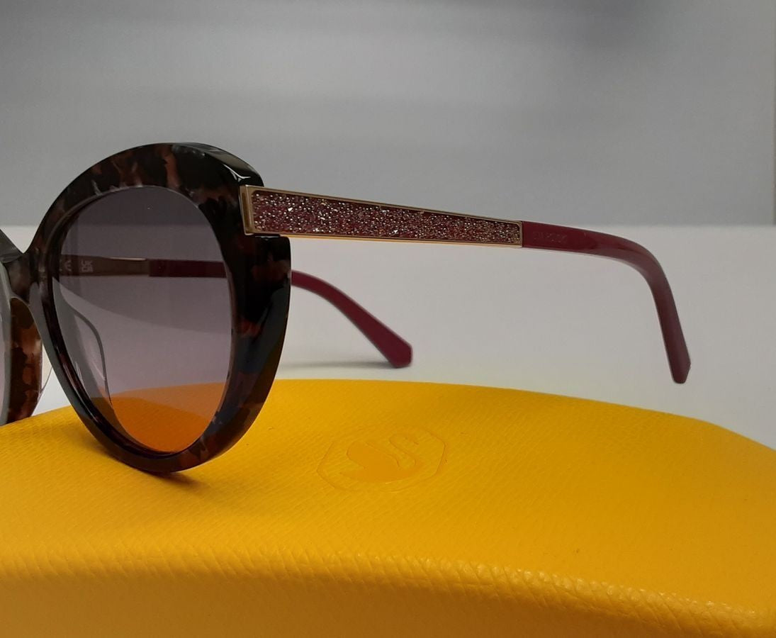 SWAROVSKI SK 327 55T Women Sunglasses Purple Havana Cat Eye Gradient G156