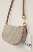BNWT  Zara Brown Mini Purse Handbag Metal Trim Tweed /RG59/121