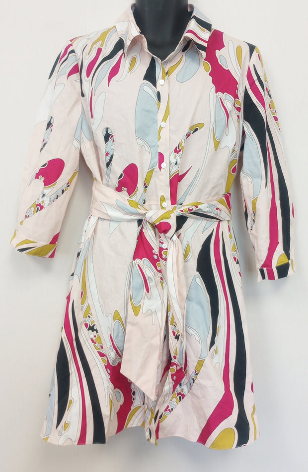 BNWT Zara Multicolor MIDI BELTED PRINT Shirt Dress size - S  /CH24/121