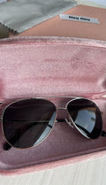 Authentic Miu Miu SMU 61U 1BC-1A1 Silver / Grey Pilot Metal 57-14-140 mm Italy4