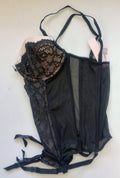 VICTORIA'S SECRET Lace One-Piece BRA GARTERS Lingerie Teddy 32B black/nude/CH43