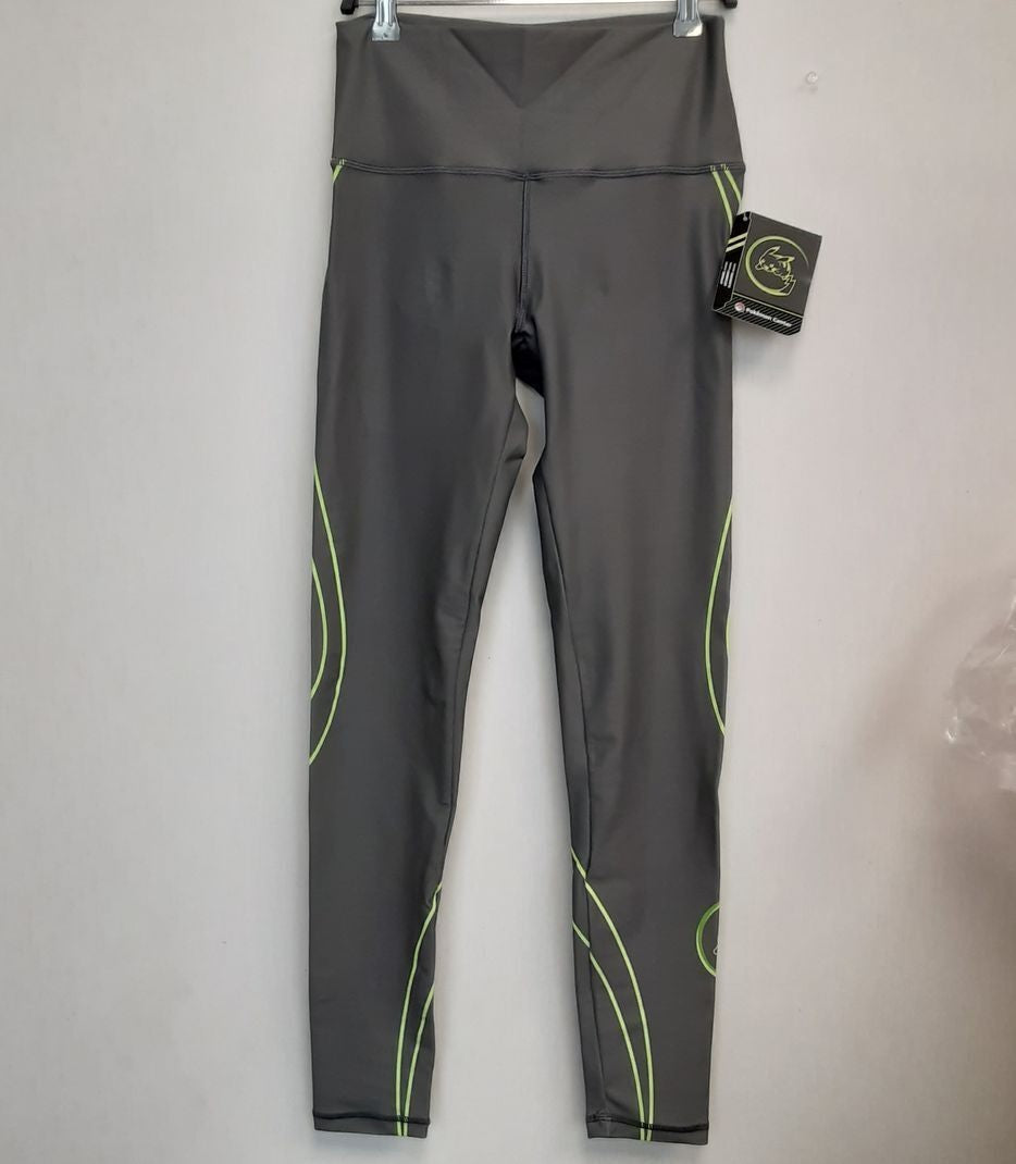New Pokemon center Active Pikachu Gray & Green Leggings Adult M BB81