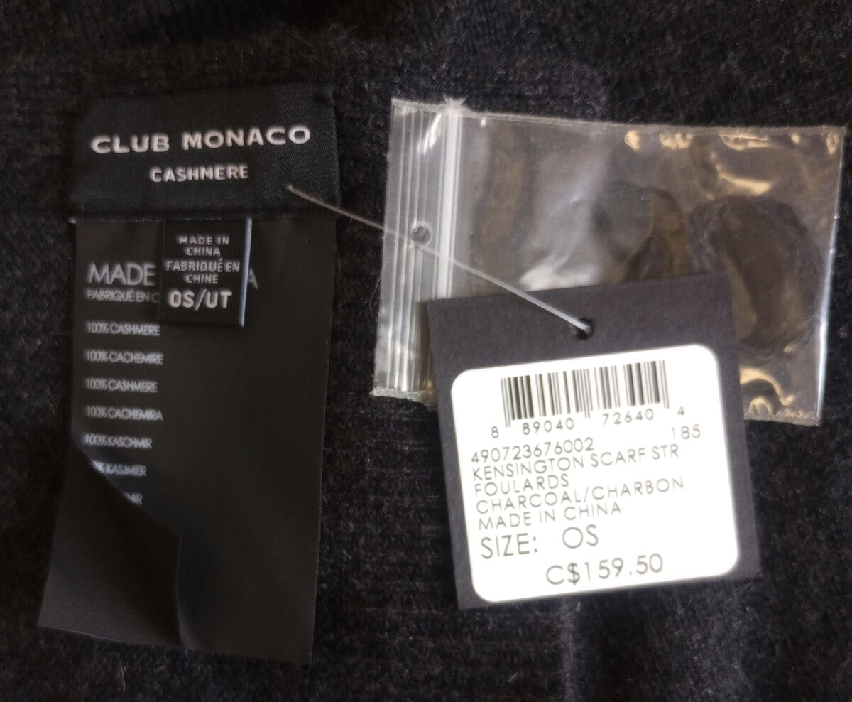 BNWT Club Monaco Kensington Cashmere Scarf  SIZE - 0S /N5/127