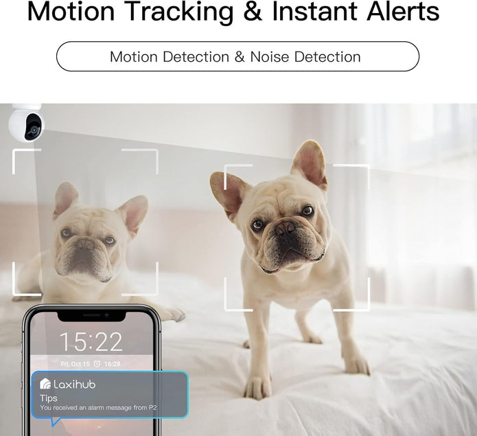 LAXIHUB 360° View 2K Pet Camera Indoor Security Camera P2T Baby Monitor Pan/Tilt3