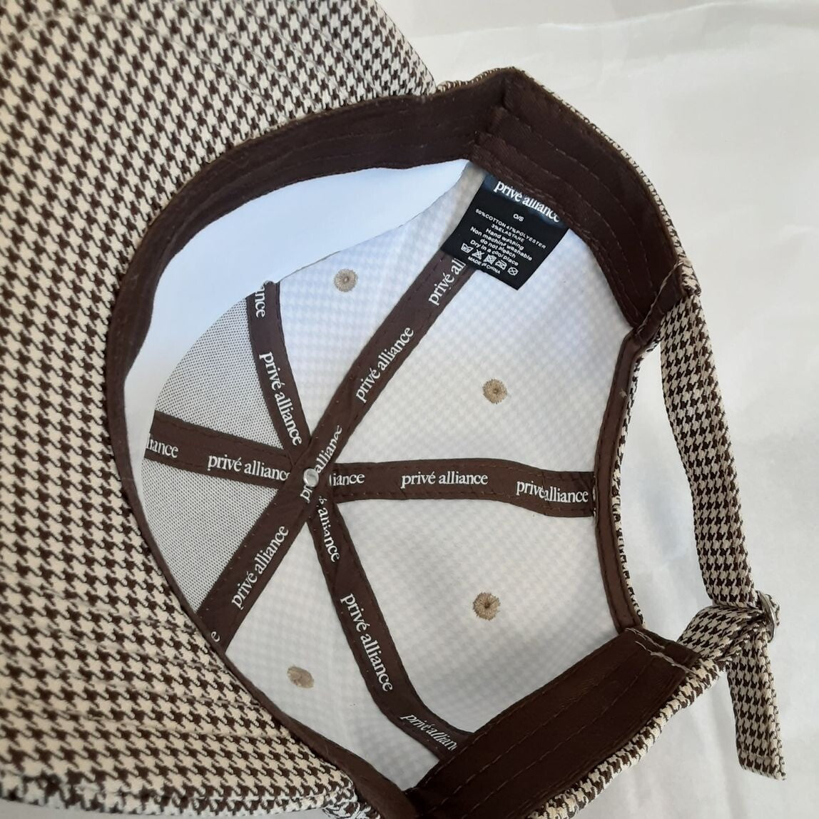 NEW Prive Alliance BUBBLE CAP Houndstooth Brown Adjustable Unisex RA6/223